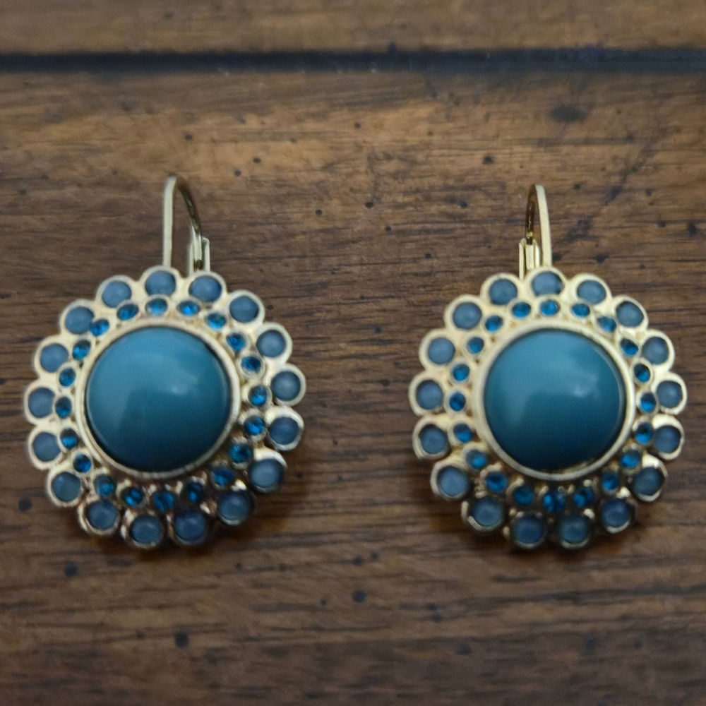 Banana Republic Gold And Turquoise Blue Drop Earrings - Picture 11 of 11